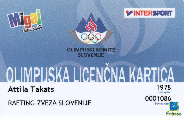 Olimpijska licenčna kartica Rafting
